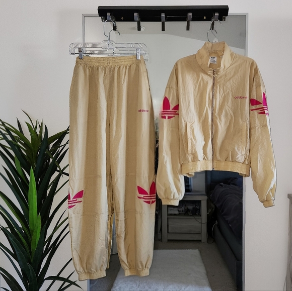 adidas Originals Pants - Adidas Originals Shatter Trefoil Sheer Woven Cuffed Track Top & Pants, XL